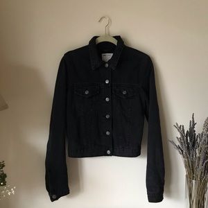 asos black denim jacket size 2